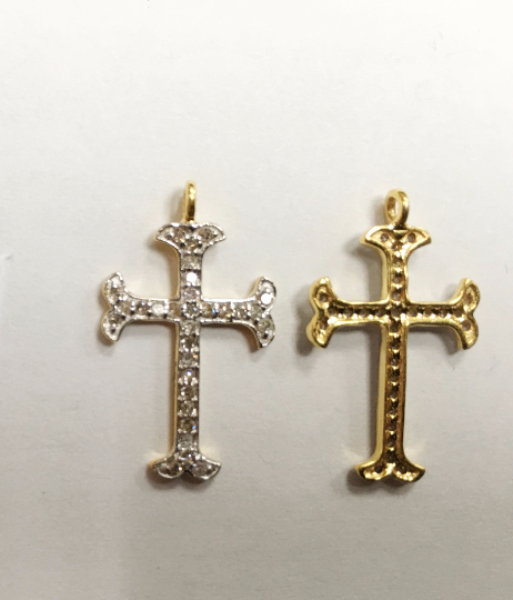 14K Solid Gold Cross Diamond Pendants. Genuine handmade pave diamond Pendant. Approx Size 0.88 "(12 x 22 mm)