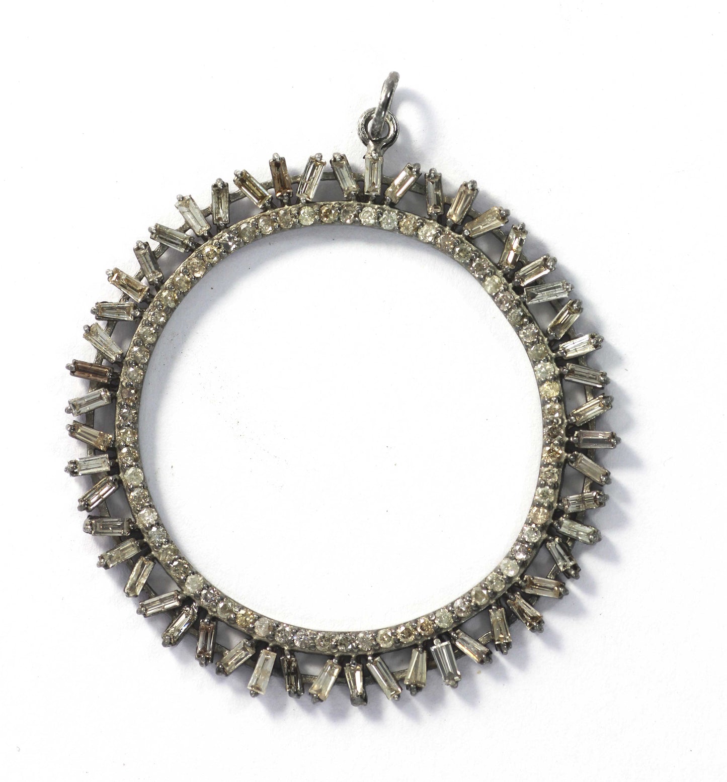 Round Shape Baguette Diamond Pendant
