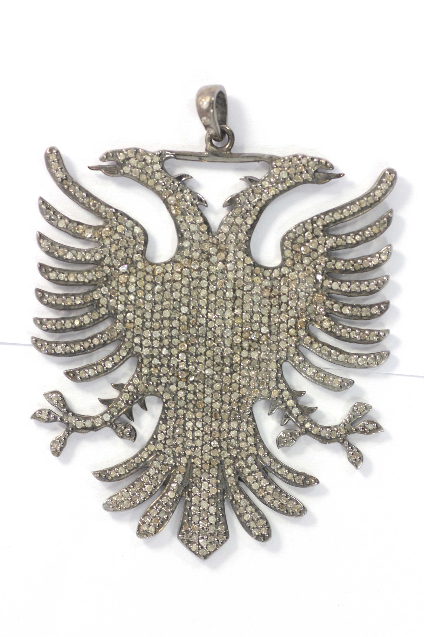 Eagle Shape Diamond Pendant .925 Oxidized Sterling Silver Diamond Pendant, Genuine handmade pave diamond Pendant.
