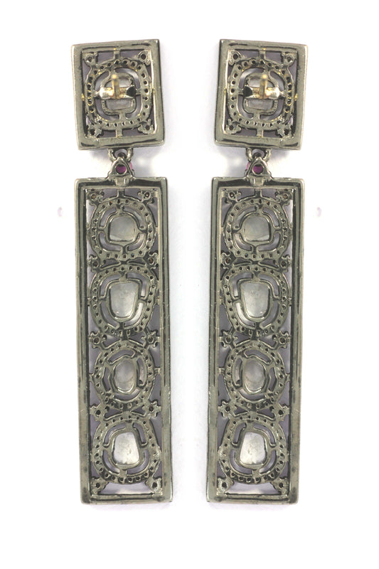 Silver Diamond Earring .925 Oxidized Sterling Silver Diamond Earring, Genuine handmade pave diamond Earring.