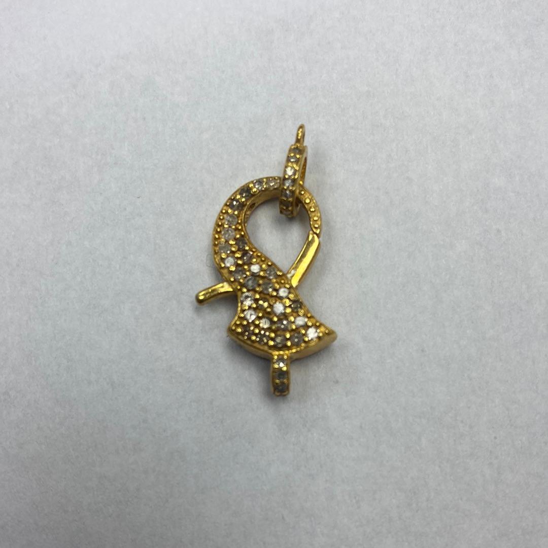 Diamond Clasps .925 Oxidized Sterling Silver Diamond Clasps, Genuine handmade pave diamond Clasps