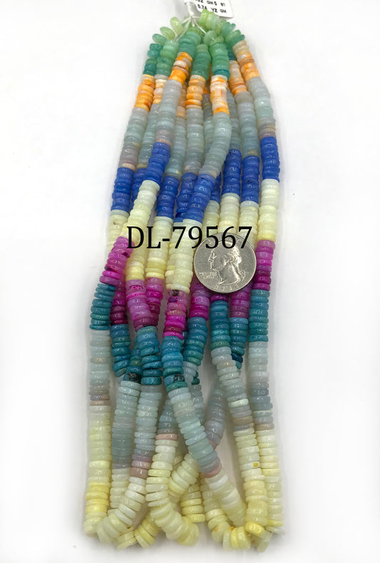 Opal Beads Smooth Heshi, Tyre, Donut, Dyed Colours