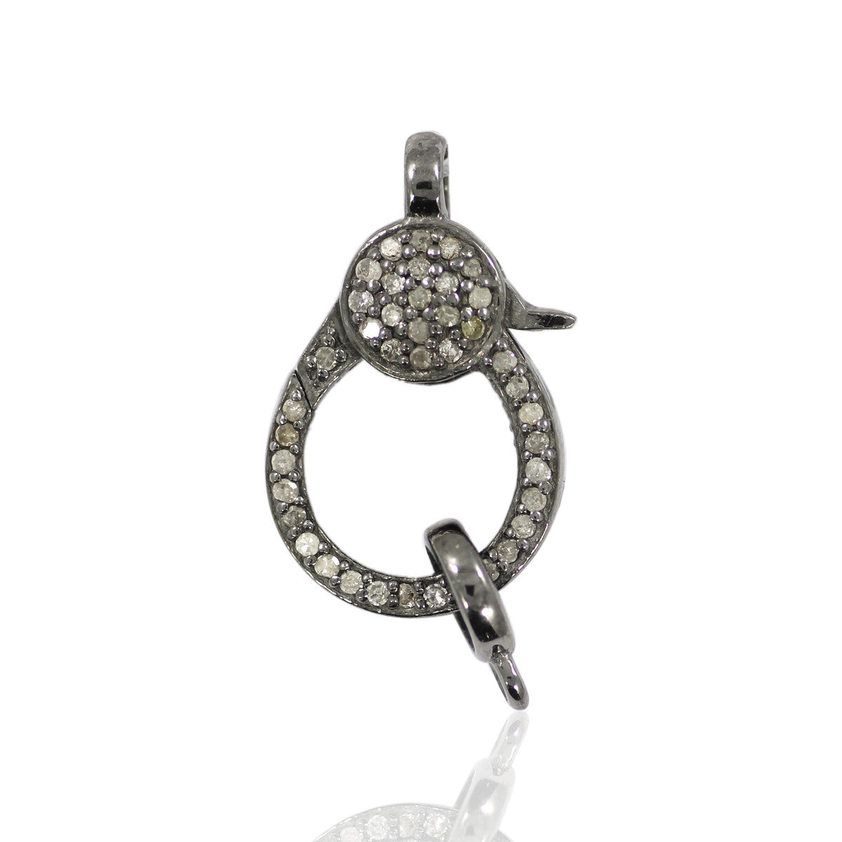 Diamond Clasps .925 Oxidized Sterling Silver Diamond Clasps, Genuine handmade pave diamond Clasps Size Approx 0.72"(10 x 18 MM)