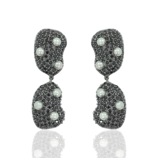 Earring Black Spinal & Pearl Stone