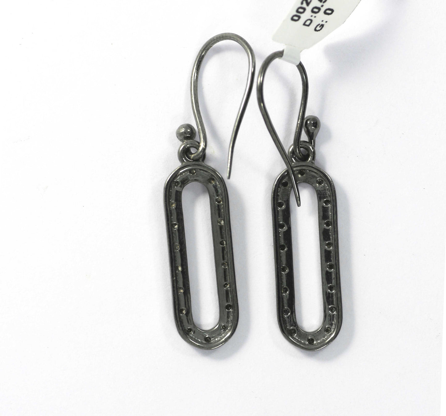 Open Shape Diamond Silver Earring .925 Oxidized Sterling Silver Diamond Earring, Genuine handmade pave diamond Earring