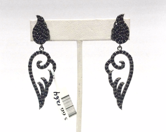 Black Spinel Silver Earring