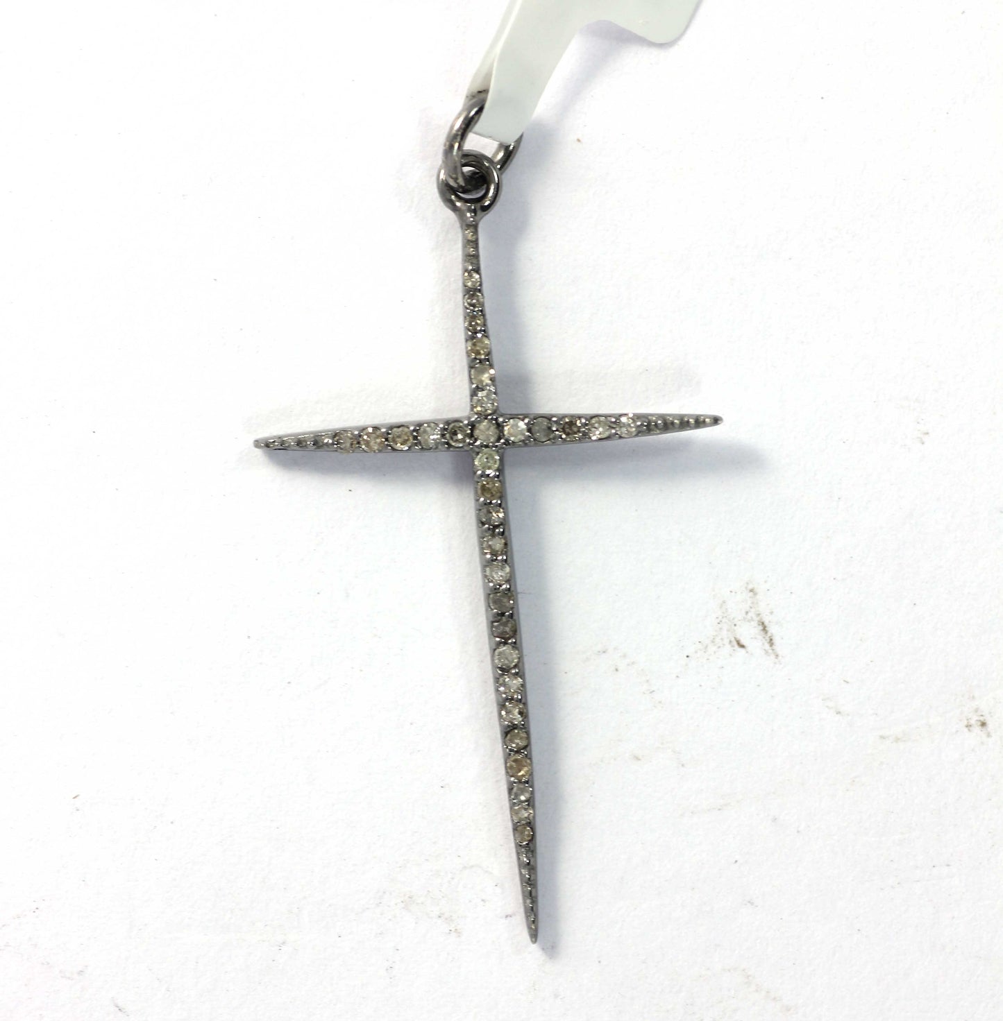 Cross Shape Diamond Pendant .925 Oxidized Sterling Silver Diamond Pendant, Genuine handmade pave diamond Pendant.
