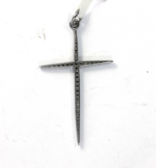 Cross Shape Diamond Pendant .925 Oxidized Sterling Silver Diamond Pendant, Genuine handmade pave diamond Pendant.