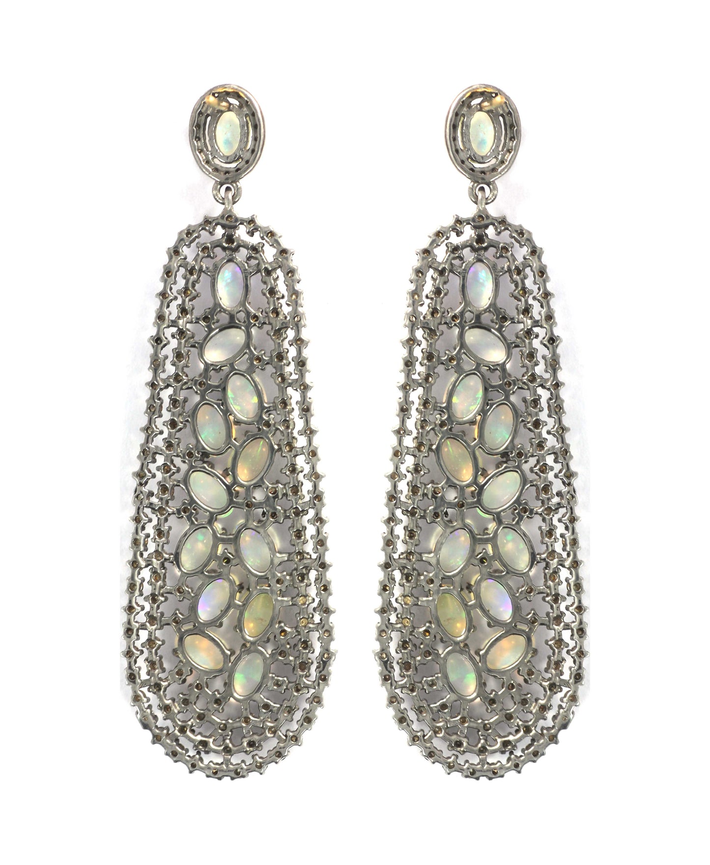Silver Diamond Earring .925 Oxidized Sterling Silver Diamond Earring, Genuine handmade pave diamond Earring.