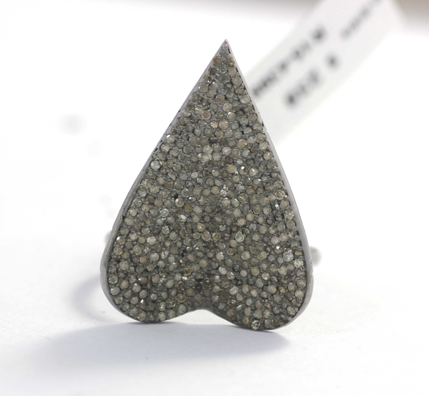 Heart Shape Silver Pave Diamond Ring .925 Oxidized Sterling Silver Diamond Ring, Genuine handmade pave diamond Ring.