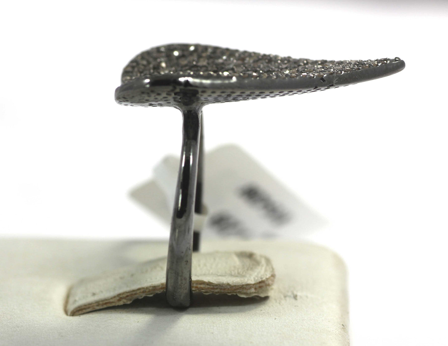 Heart Shape Silver Pave Diamond Ring .925 Oxidized Sterling Silver Diamond Ring, Genuine handmade pave diamond Ring.