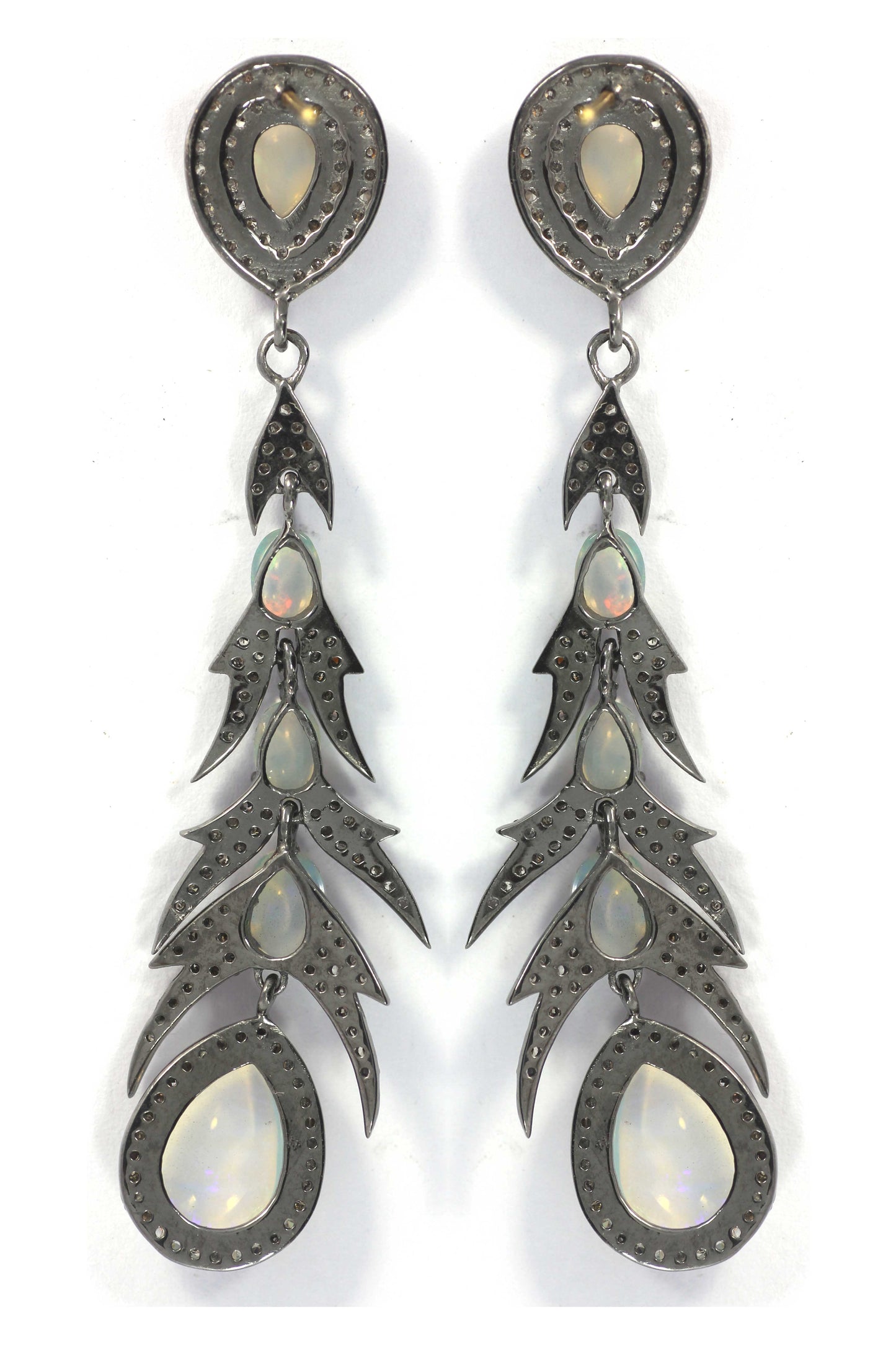 Diamond Silver Earring .925 Oxidized Sterling Silver Diamond Earring, Genuine handmade pave diamond Earring.