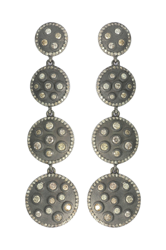 Round shape Diamond Silver Earring