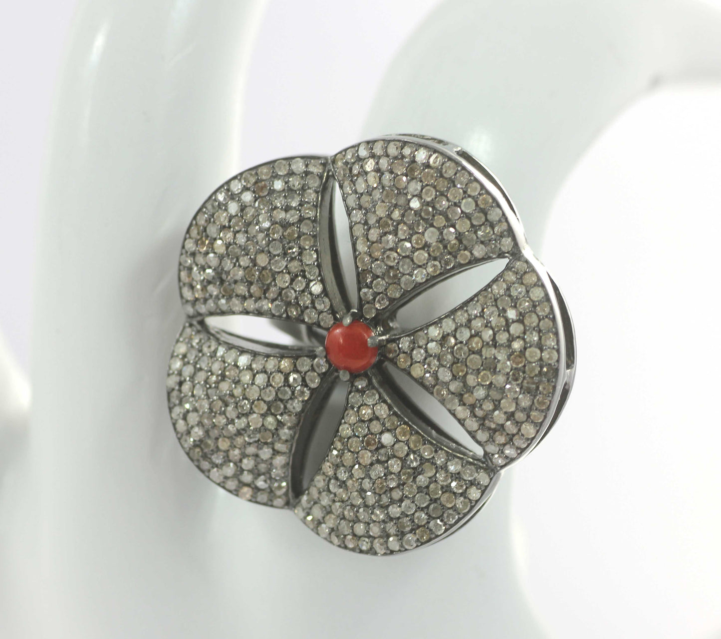 Silver Pave Diamond Ring .925 Oxidized Sterling Silver Diamond Ring, Genuine handmade pave diamond Ring.