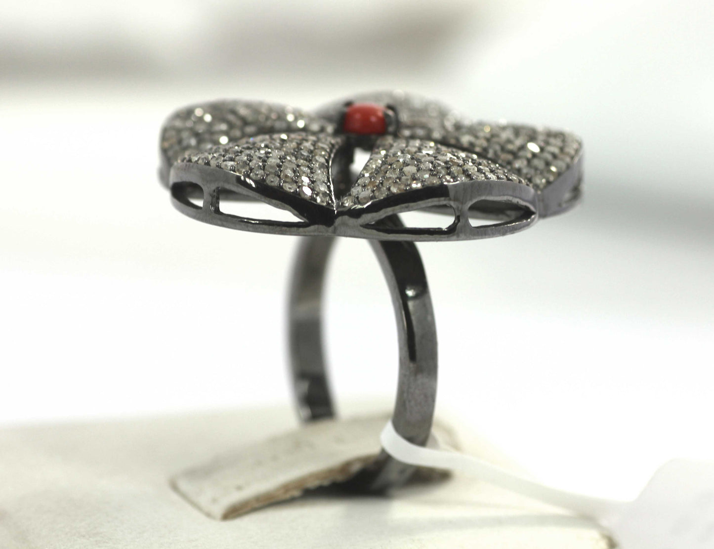 Silver Pave Diamond Ring .925 Oxidized Sterling Silver Diamond Ring, Genuine handmade pave diamond Ring.