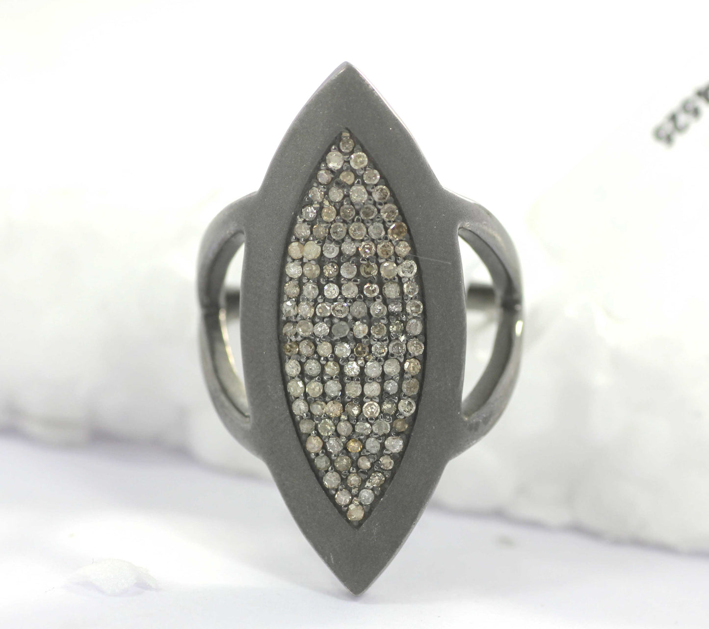 Marquise Shape Silver Pave Diamond Ring .925 Oxidized Sterling Silver Diamond Ring, Genuine handmade pave diamond Ring.