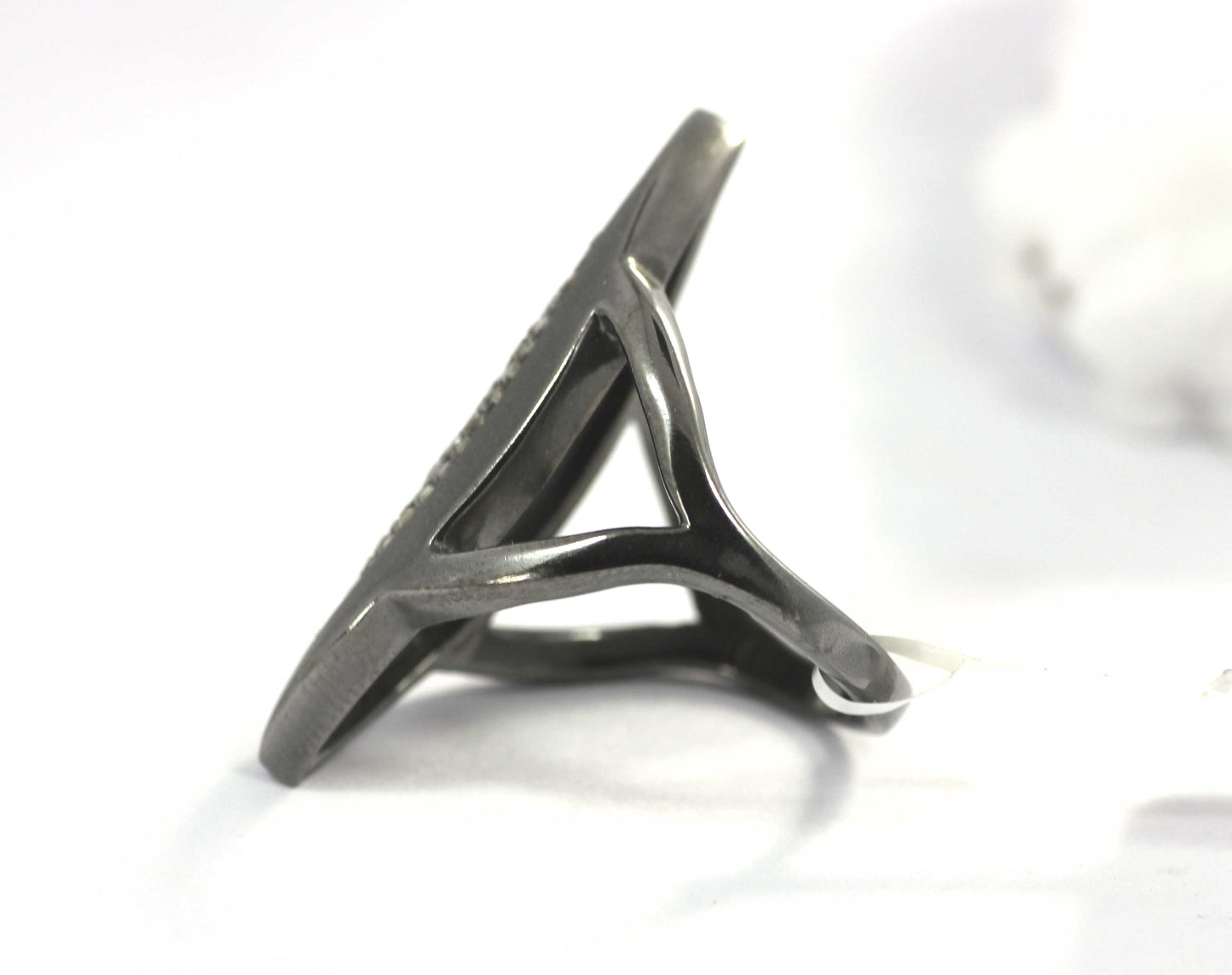 Marquise Shape Silver Pave Diamond Ring .925 Oxidized Sterling Silver Diamond Ring, Genuine handmade pave diamond Ring.