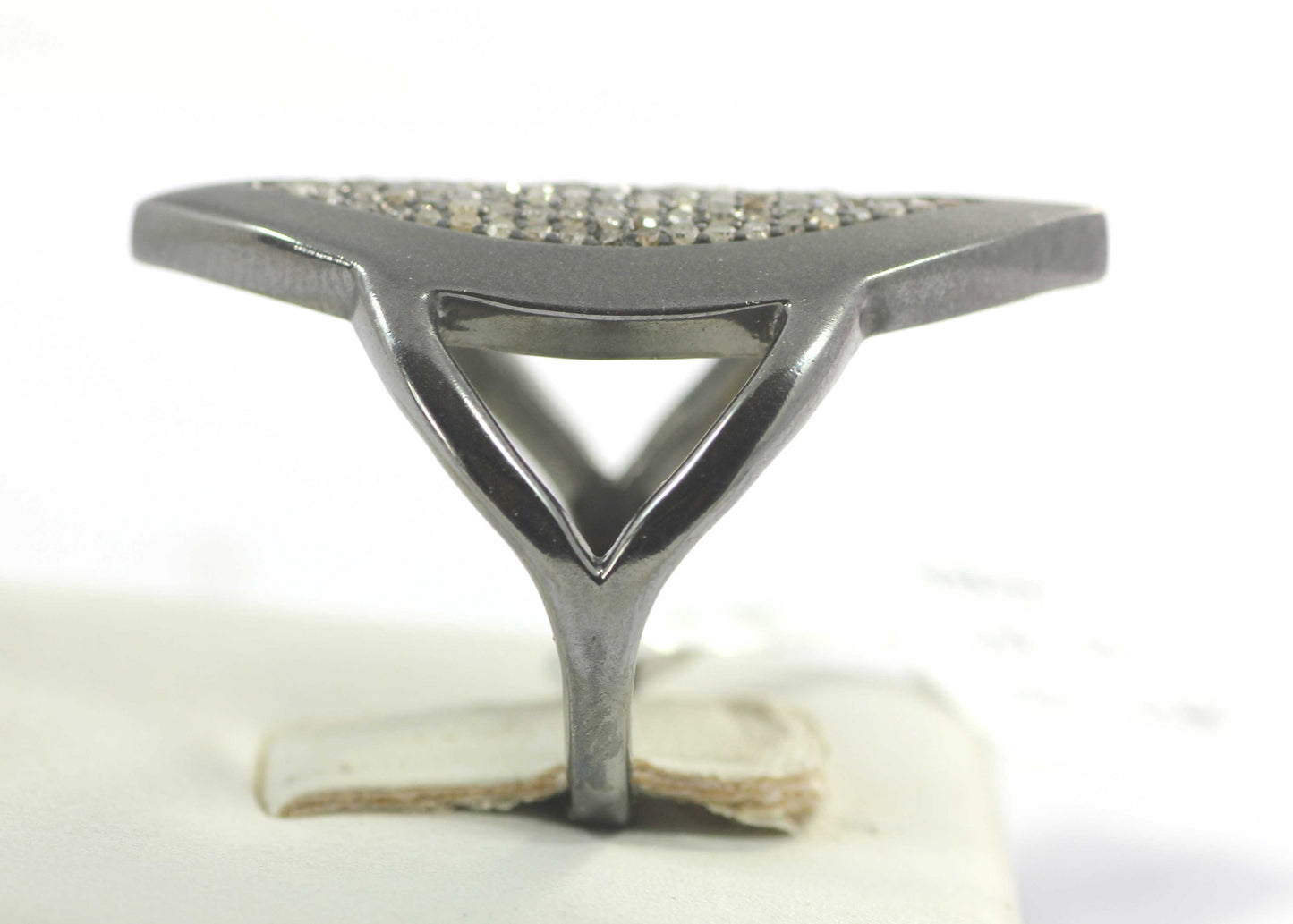 Marquise Shape Silver Pave Diamond Ring .925 Oxidized Sterling Silver Diamond Ring, Genuine handmade pave diamond Ring.