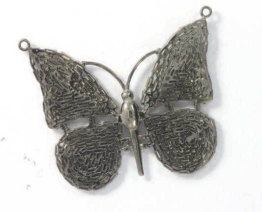 Butterfly Shape Diamond Pendant .925 Oxidized Sterling Silver Diamond Pendant, Genuine handmade pave diamond Pendant.