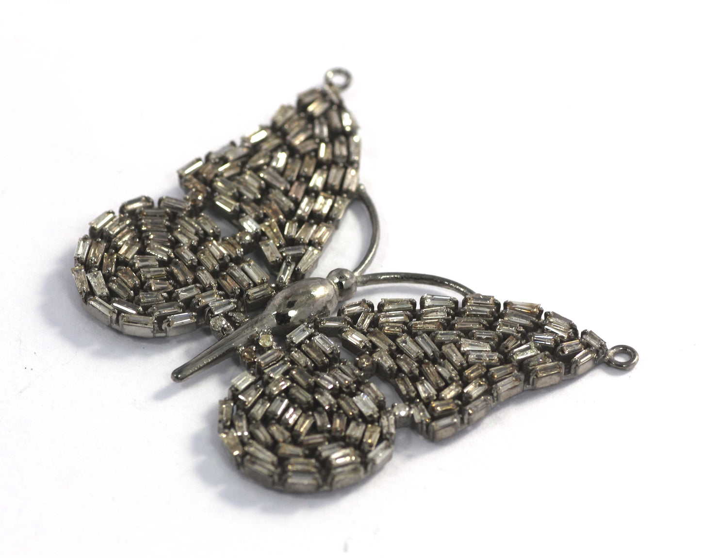 Butterfly Shape Diamond Pendant .925 Oxidized Sterling Silver Diamond Pendant, Genuine handmade pave diamond Pendant.