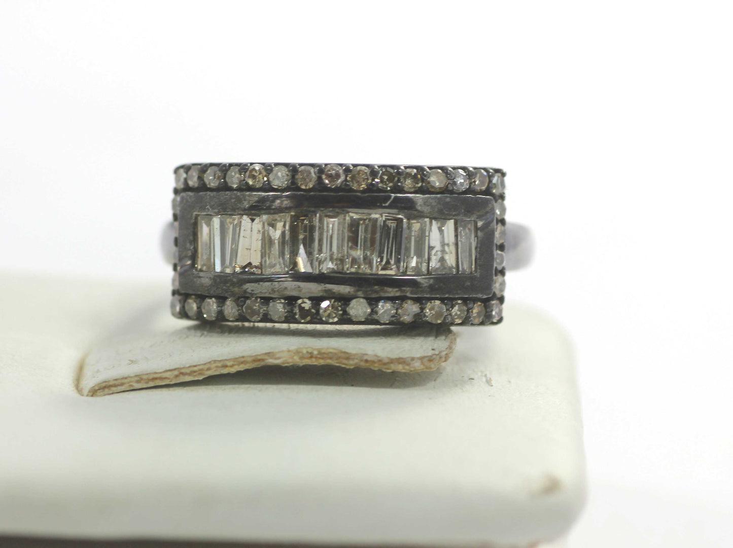 Silver Pave Diamond Ring .925 Oxidized Sterling Silver Diamond Ring, Genuine handmade pave diamond Ring.
