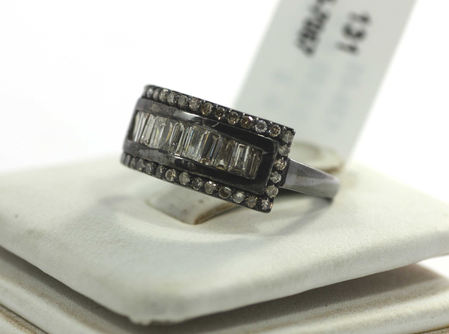 Silver Pave Diamond Ring .925 Oxidized Sterling Silver Diamond Ring, Genuine handmade pave diamond Ring.