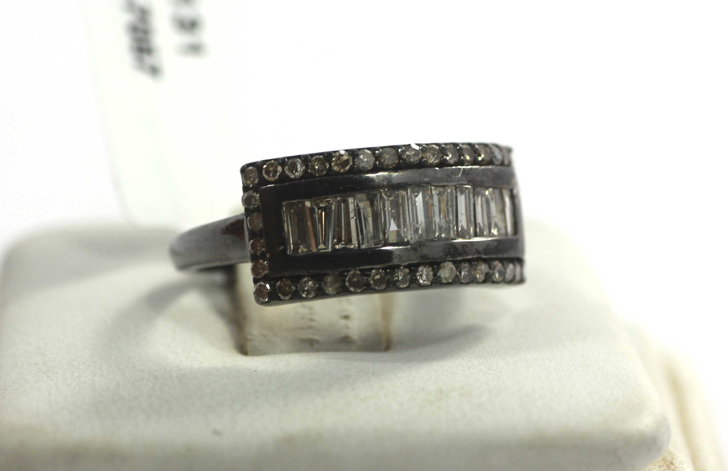 Silver Pave Diamond Ring .925 Oxidized Sterling Silver Diamond Ring, Genuine handmade pave diamond Ring.