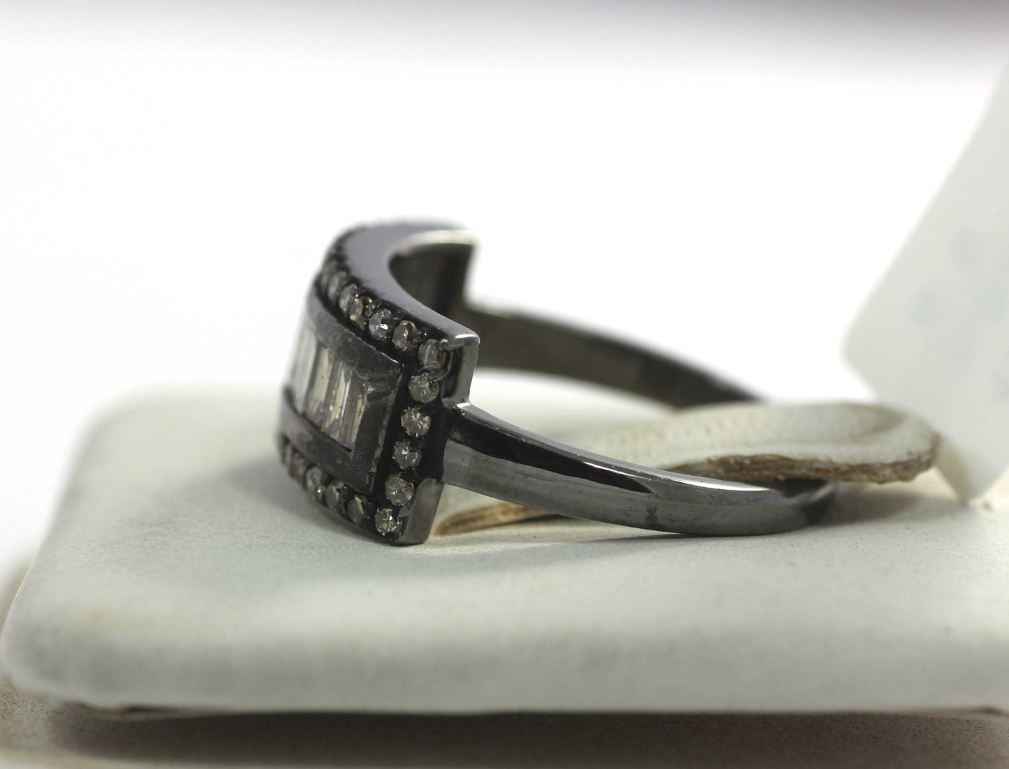 Silver Pave Diamond Ring .925 Oxidized Sterling Silver Diamond Ring, Genuine handmade pave diamond Ring.