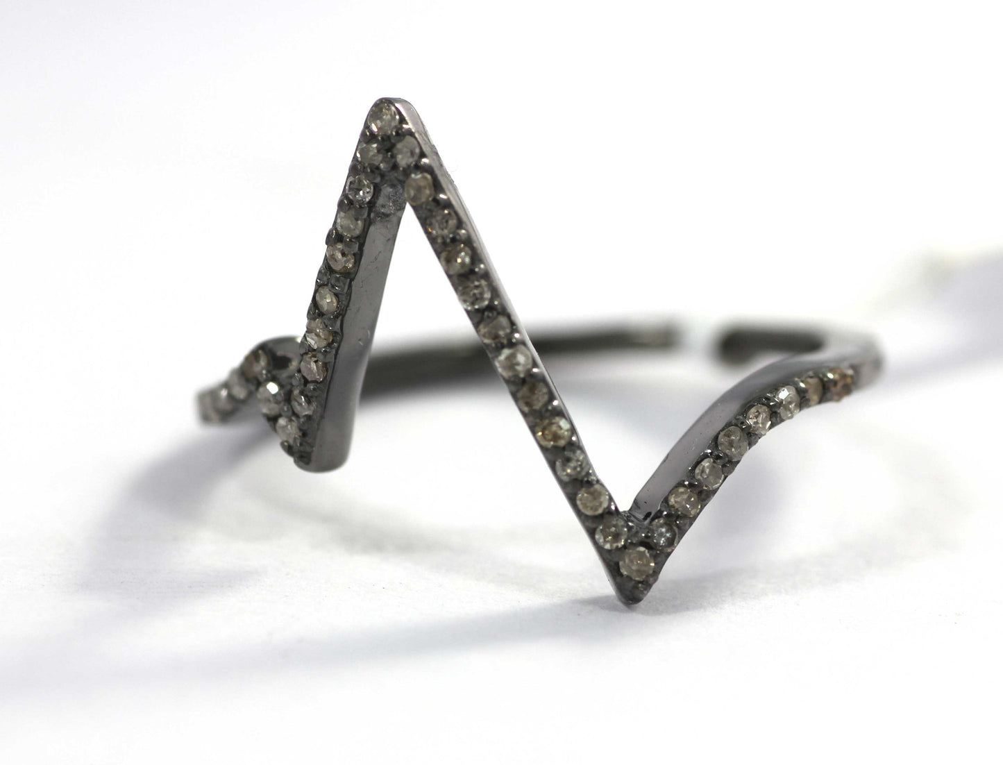 Silver Pave Diamond Ring .925 Oxidized Sterling Silver Diamond Ring, Genuine handmade pave diamond Ring.