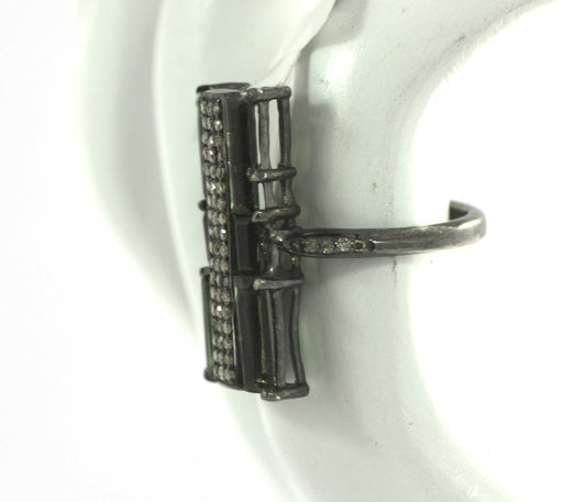 Silver Pave Diamond Ring .925 Oxidized Sterling Silver Diamond Ring, Genuine handmade pave diamond Ring.