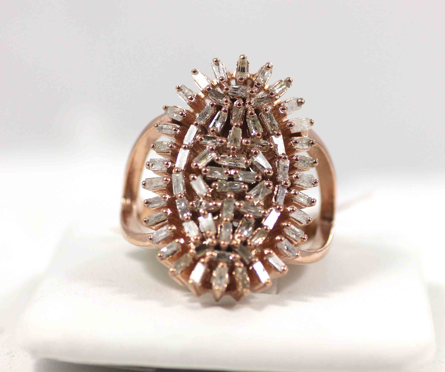 Silver Pave Tapered Baguette Diamond Ring .925 Oxidized Sterling Silver Diamond Ring, Genuine handmade pave diamond Ring.