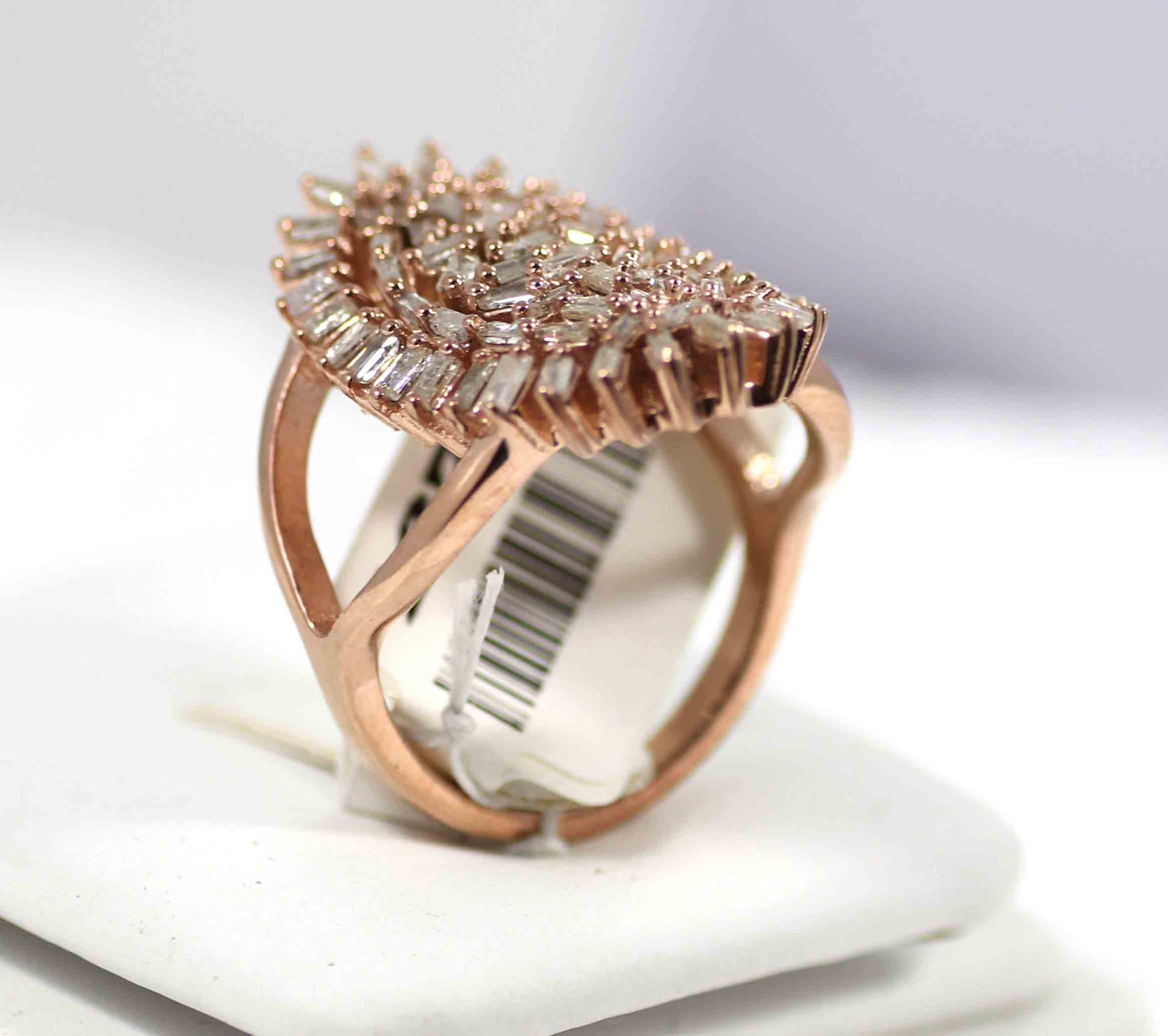 Silver Pave Tapered Baguette Diamond Ring .925 Oxidized Sterling Silver Diamond Ring, Genuine handmade pave diamond Ring.