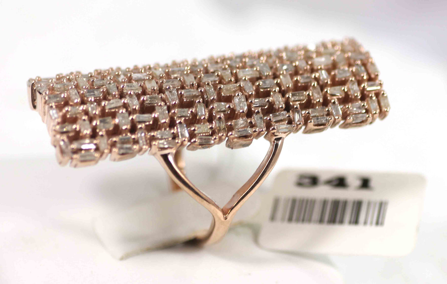 Silver Pave Tapered Baguette Diamond Ring .925 Oxidized Sterling Silver Diamond Ring, Genuine handmade pave diamond Ring Size Approx 1.60"(40 X 18 MM)