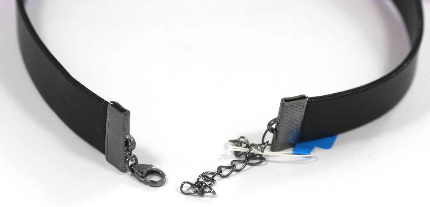 Rectangle Shape Leather Choker Necklaces With Pave Diamond. 925 Oxidized Sterling Silver Diamond necklaces, Genuine handmade pave diamond necklaces.