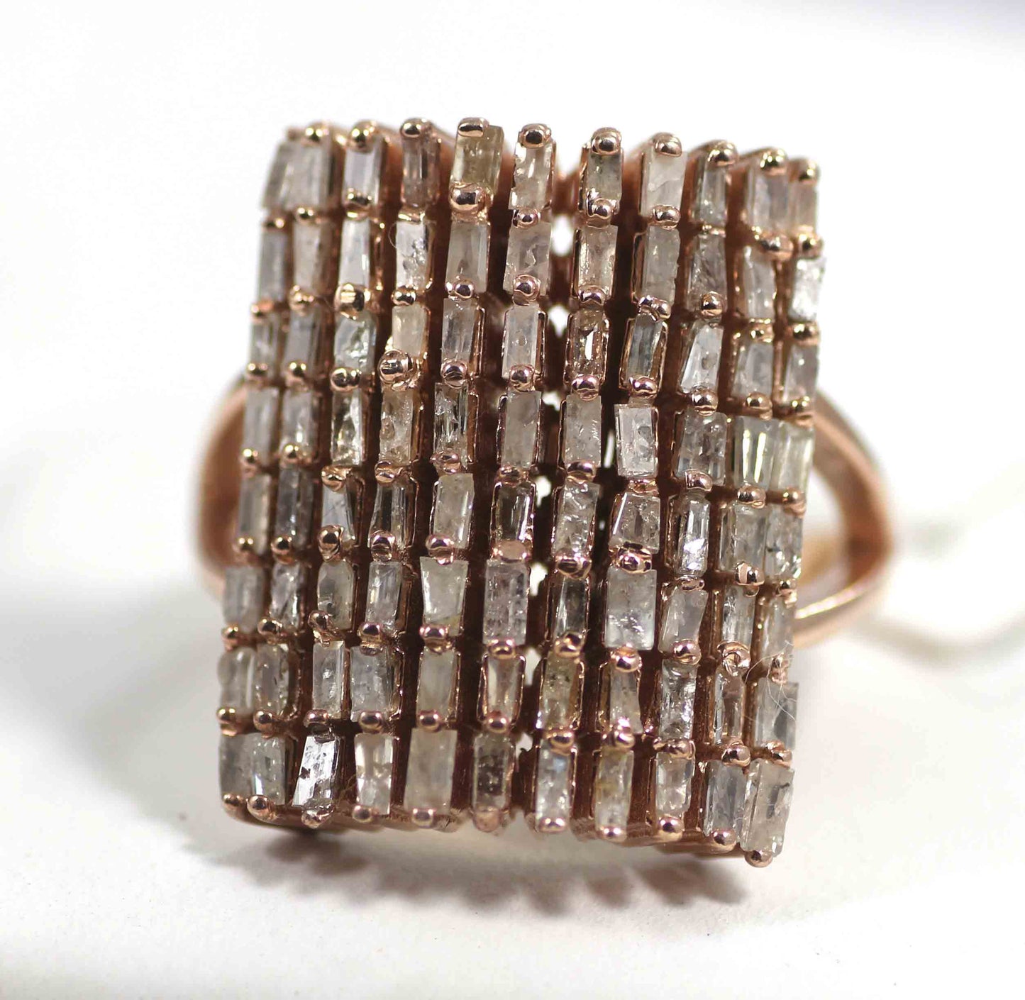 Silver Pave Tapered Baguette Diamond Ring .925 Oxidized Sterling Silver Diamond Ring, Genuine handmade pave diamond Ring Size Approx 0.80"(16 X 20 MM)