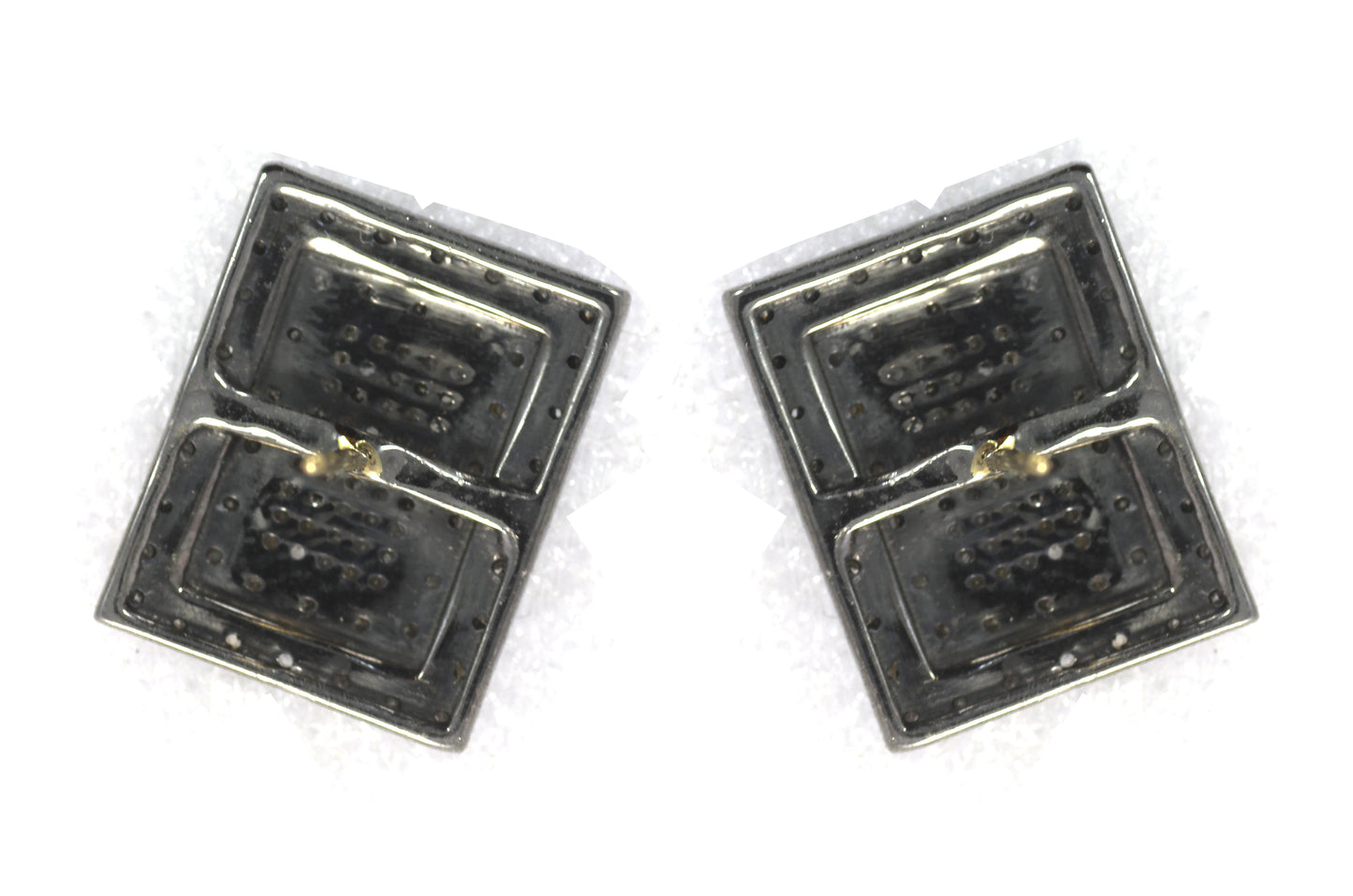 Rectangle Diamond Earring .925 Oxidized Sterling Silver Diamond Earring, Genuine handmade pave diamond Earring .