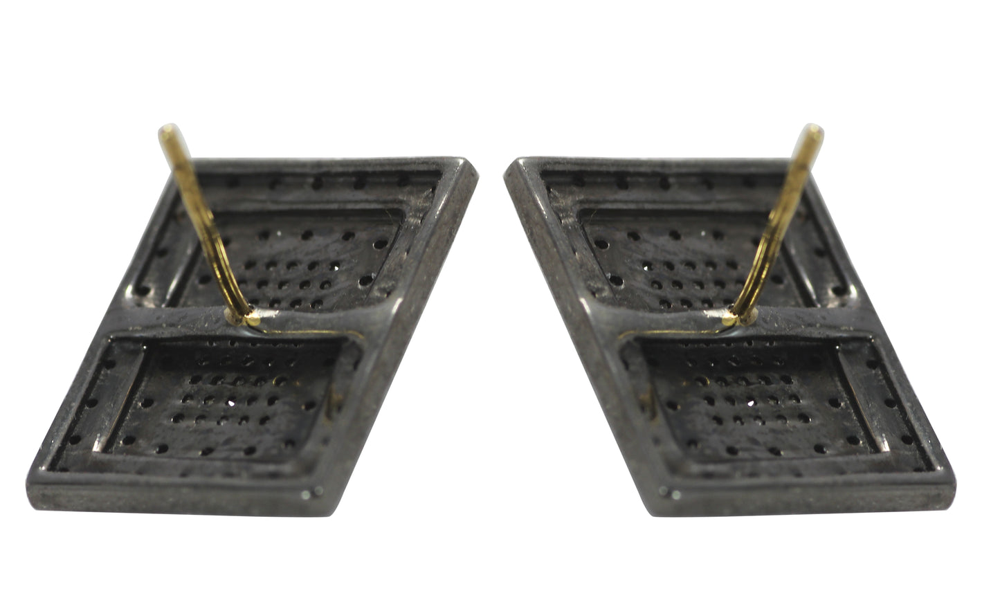 Rectangle Diamond Earring .925 Oxidized Sterling Silver Diamond Earring, Genuine handmade pave diamond Earring .