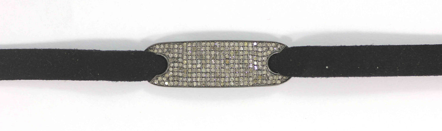Choker Necklaces With Pave Diamond. 925 Oxidized Sterling Silver Diamond necklaces, Genuine handmade pave diamond necklaces.