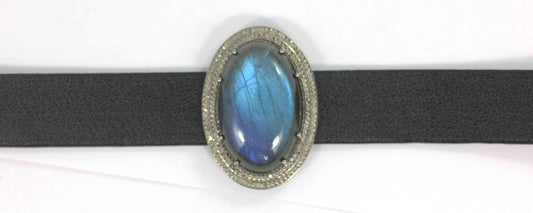 Leather Choker Necklaces With Pave Diamond. 925 Oxidized Sterling Silver Diamond necklaces, Genuine handmade pave diamond necklaces. Size