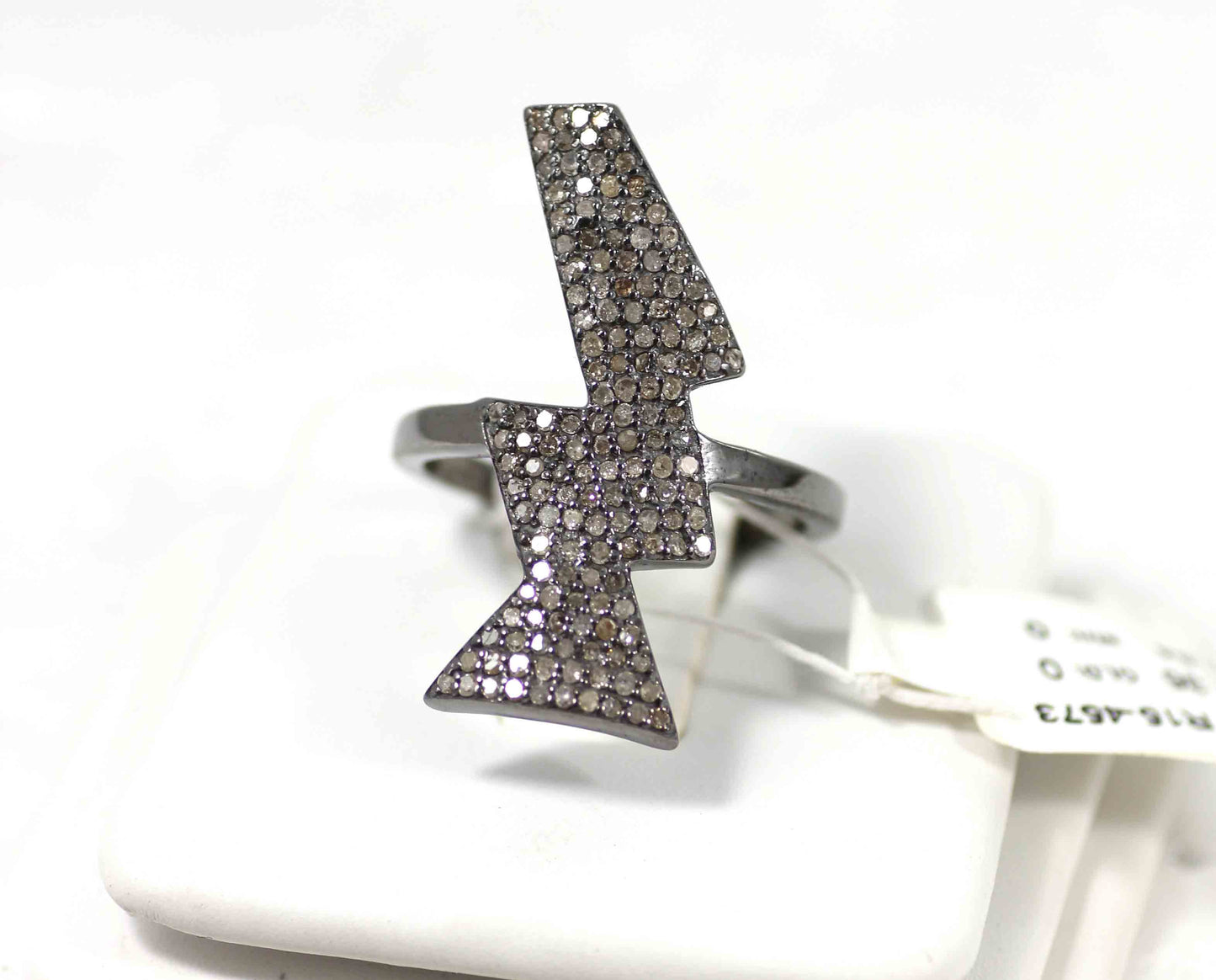 Diamond Lightning Diamond Ring, Pave Diamond Ring, Pave Lightning Ring, Approx 28 x 13mm. Sterling Silver