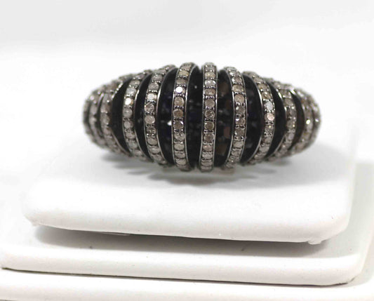 Silver Pave Diamond Ring .925 Oxidized Sterling Silver Diamond Ring, Genuine handmade pave diamond Ring Size Approx 0.92"(23 X 15 MM)