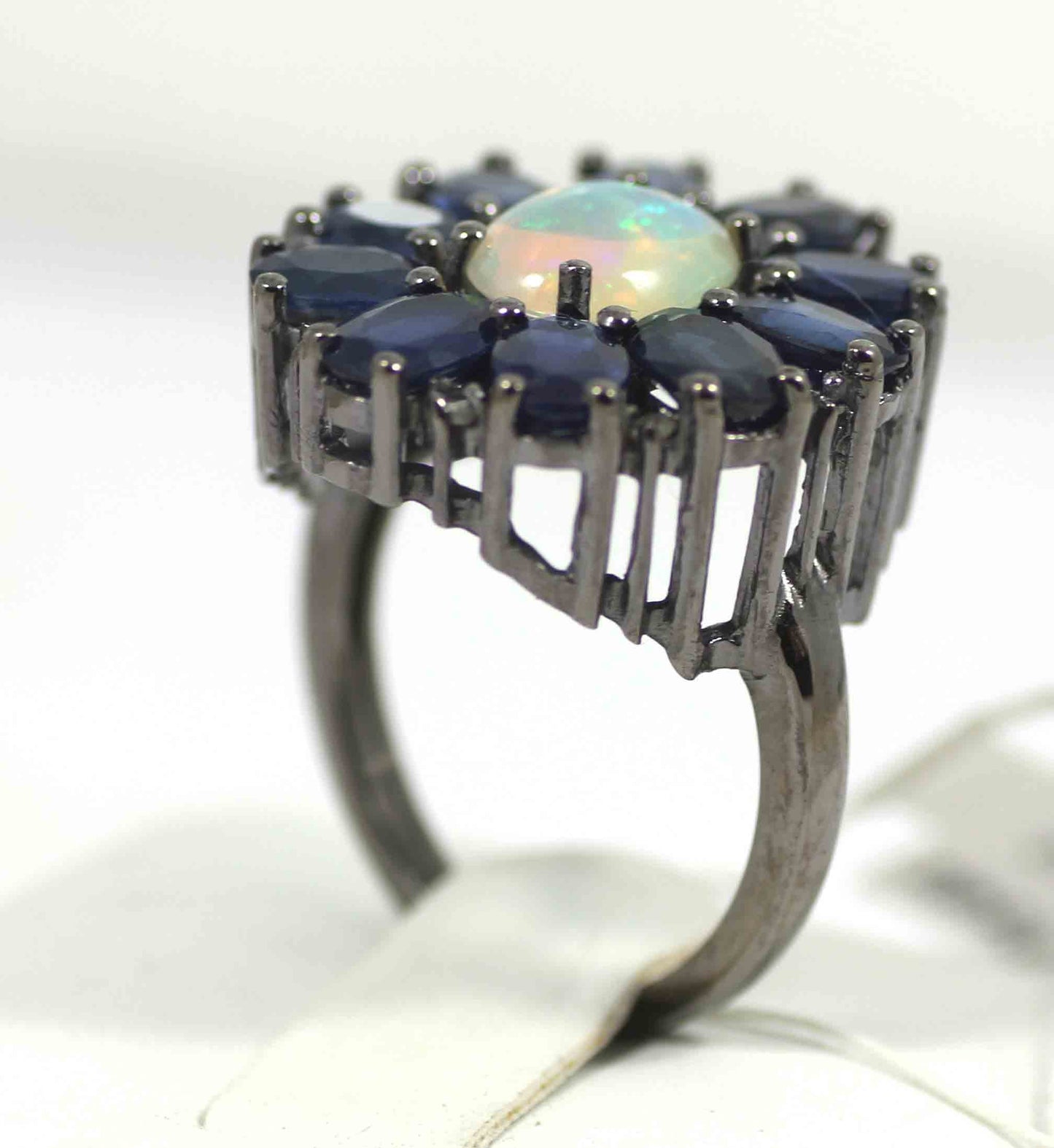 Silver Pave Diamond Ring .925 Oxidized Sterling Silver Diamond Ring, Genuine handmade pave diamond Ring Size Approx 0.84"(21x20 MM)