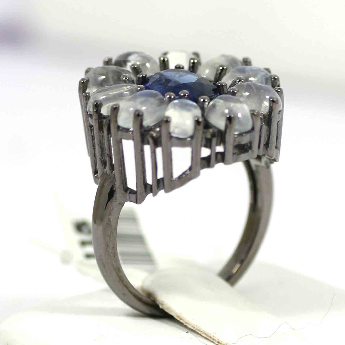 Silver Pave Diamond Ring .925 Oxidized Sterling Silver Diamond Ring, Genuine handmade pave diamond Ring Size Approx 0.84"(21x20 MM)