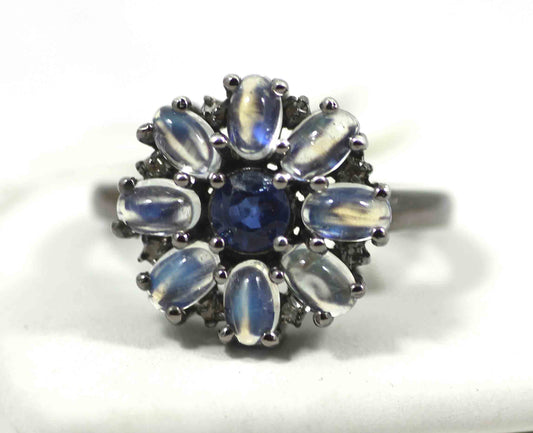 Silver Pave Diamond Ring .925 Oxidized Sterling Silver Diamond Ring, Genuine handmade pave diamond Ring Size Approx 0.52"(13 MM)