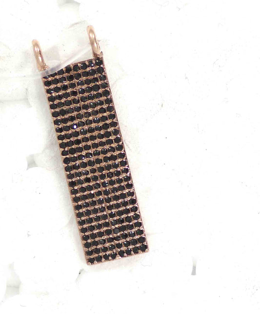 Black Spinel Charm, Pave Black Spinal ,Approx 1.00''( 25 x 8 mm) Oxidized Sterling Silver, Sterling Silver ,Black Spinel