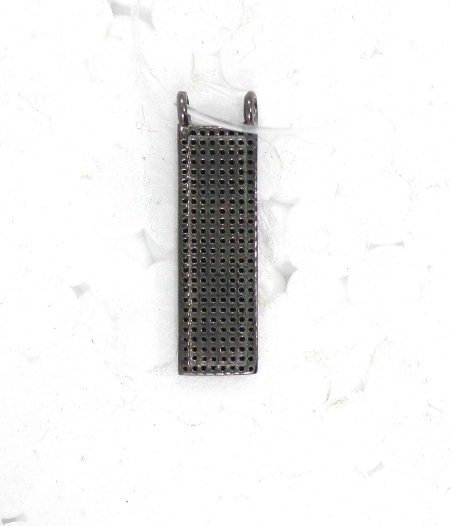 Black Spinel Charm, Pave Black Spinal ,Approx 1.00''( 25 x 8 mm) Oxidized Sterling Silver, Sterling Silver ,Black Spinel