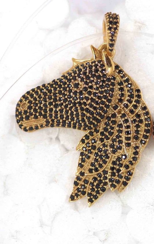 Horse Head Black Spinel Charm