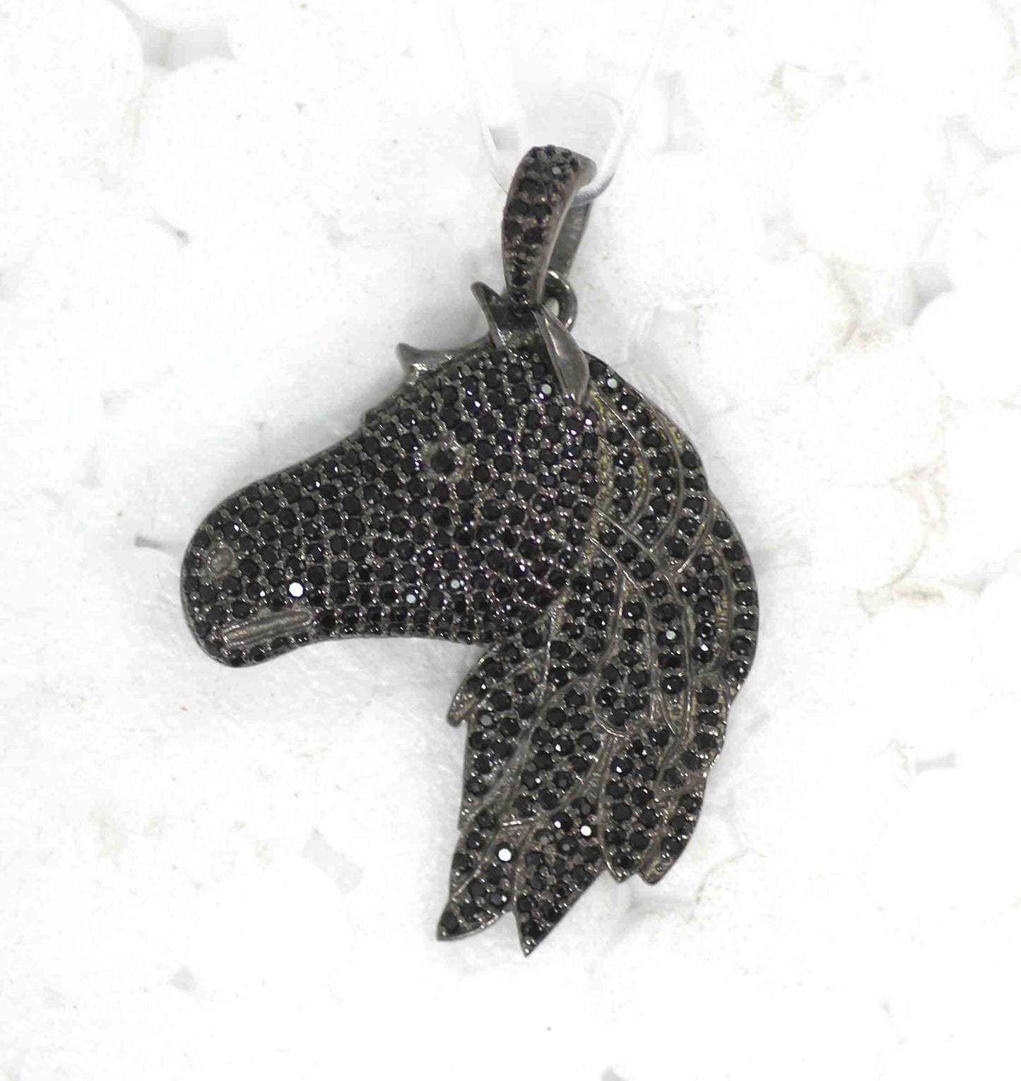 Horse Head Black Spinel Charm