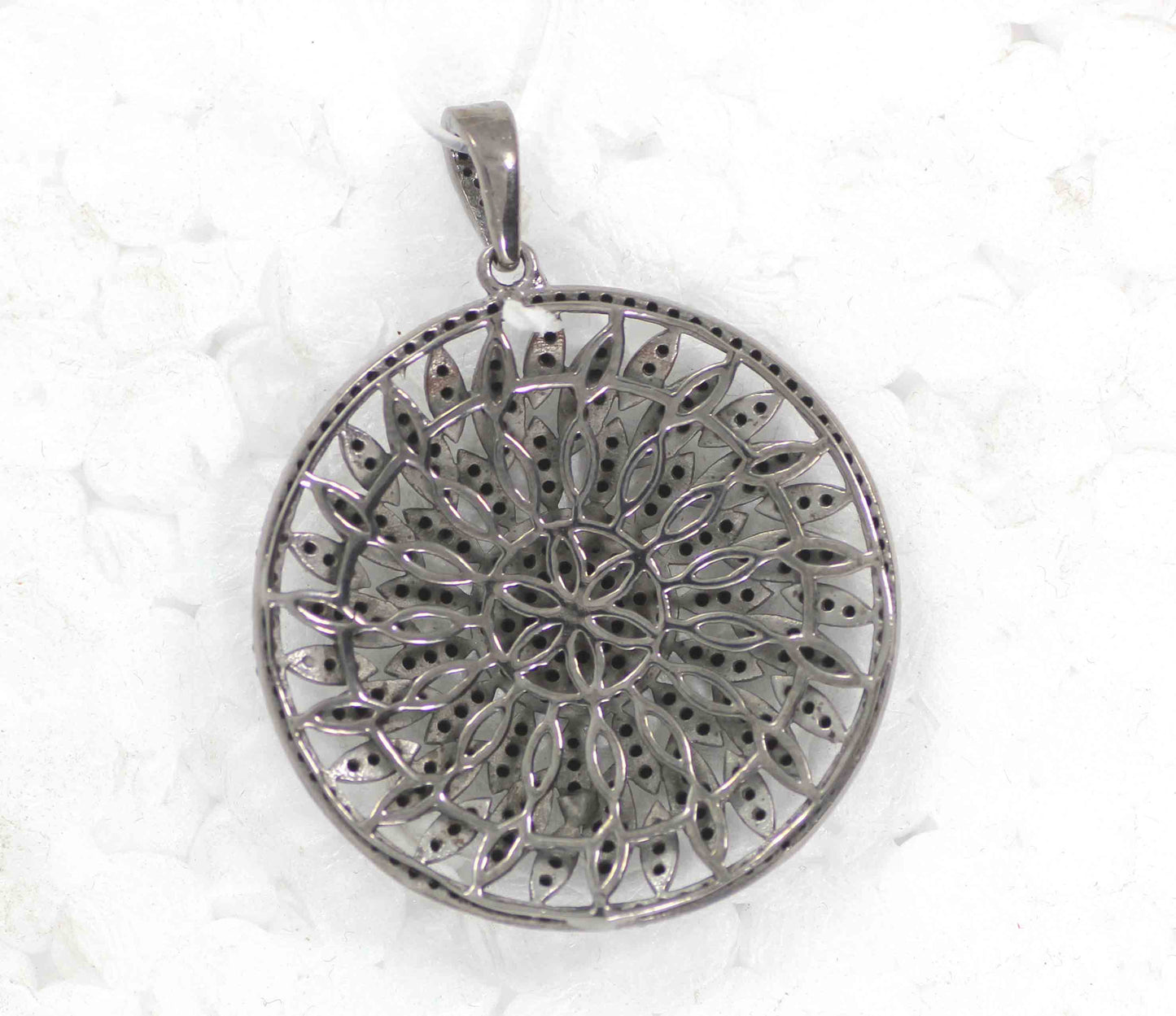Black Spinel Charm, Pave Black Spinal ,Approx 1.80''( 45 mm) Oxidized Sterling Silver, Sterling Silver ,Black Spinel