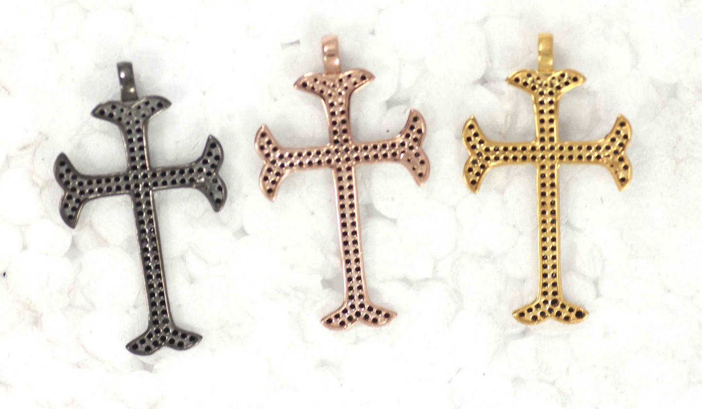 Cross Black Spinal Charm, Pave Black Spinal ,Approx 1.80''( 45 mm) Oxidized ,Black Spinel